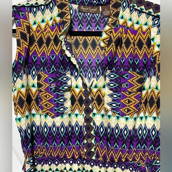 Speed Control Purple and Yellow Geometric Dress - Picture 5 of 9